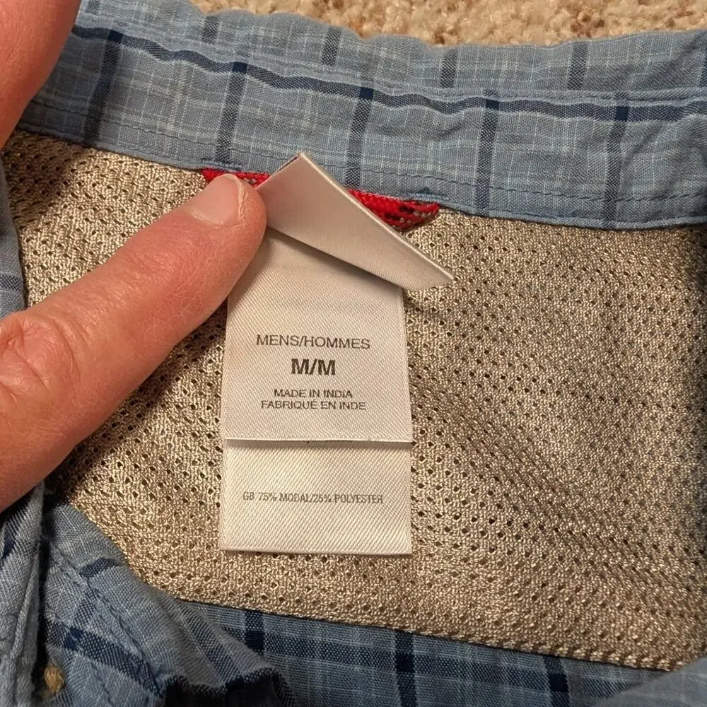 THE NORTH FACE men's Short sleeve, button down shirt, size Medium, Blue Plaid